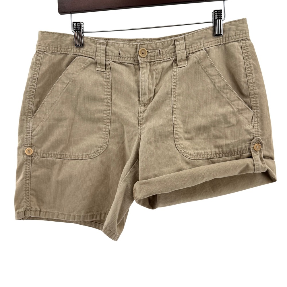 Tommy Hilfiger Womens 10 Shorts Roll Tab Utility Gorpcore Safari Neutral Hiking